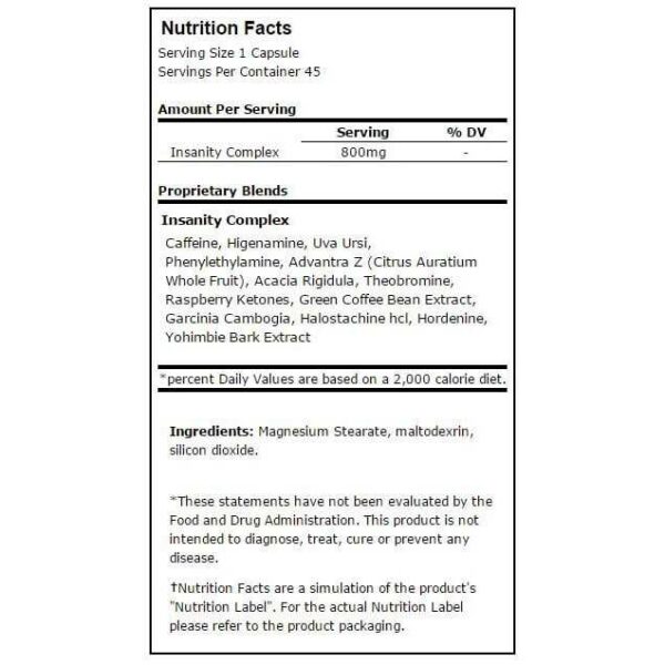 insanity supplement facts