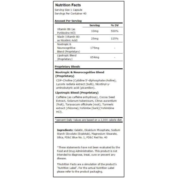 burn xs supplement facts