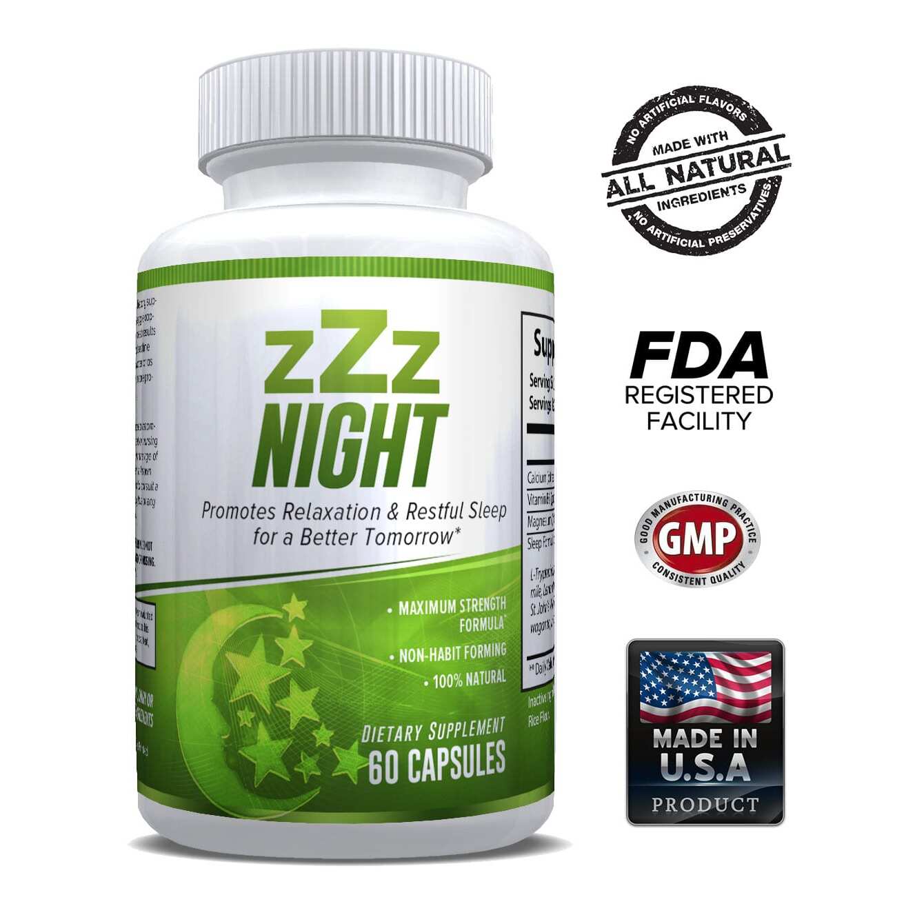 zZz Night Natural Sleep Aid 60 Capsules