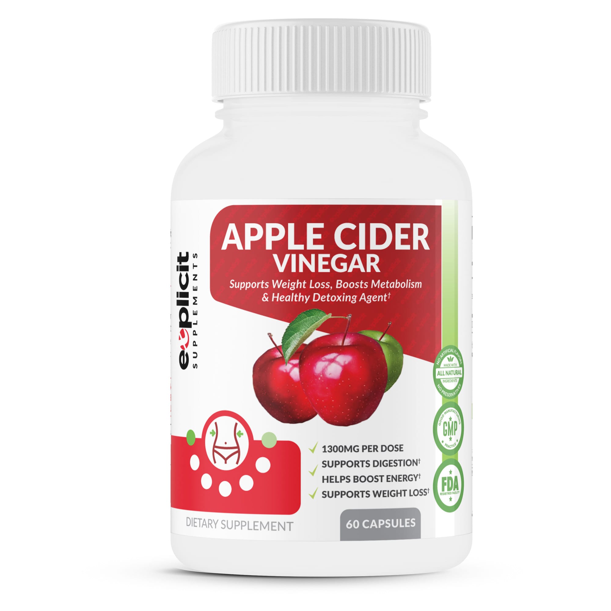 Apple Cider Vinegar Pills 1300mg 60 Capsules