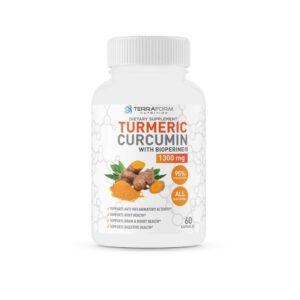 Turmeric Curcumin Root 1300mg with BioPerine & 95% Curcuminoids – Supports Joint & Knee Pain Relief, Brain Health, Heart Health & Digestive Health - Anti-Inflammatory and Antioxidant - 1 Month – Money Back Guarantee - TerraForm Nutrition-0