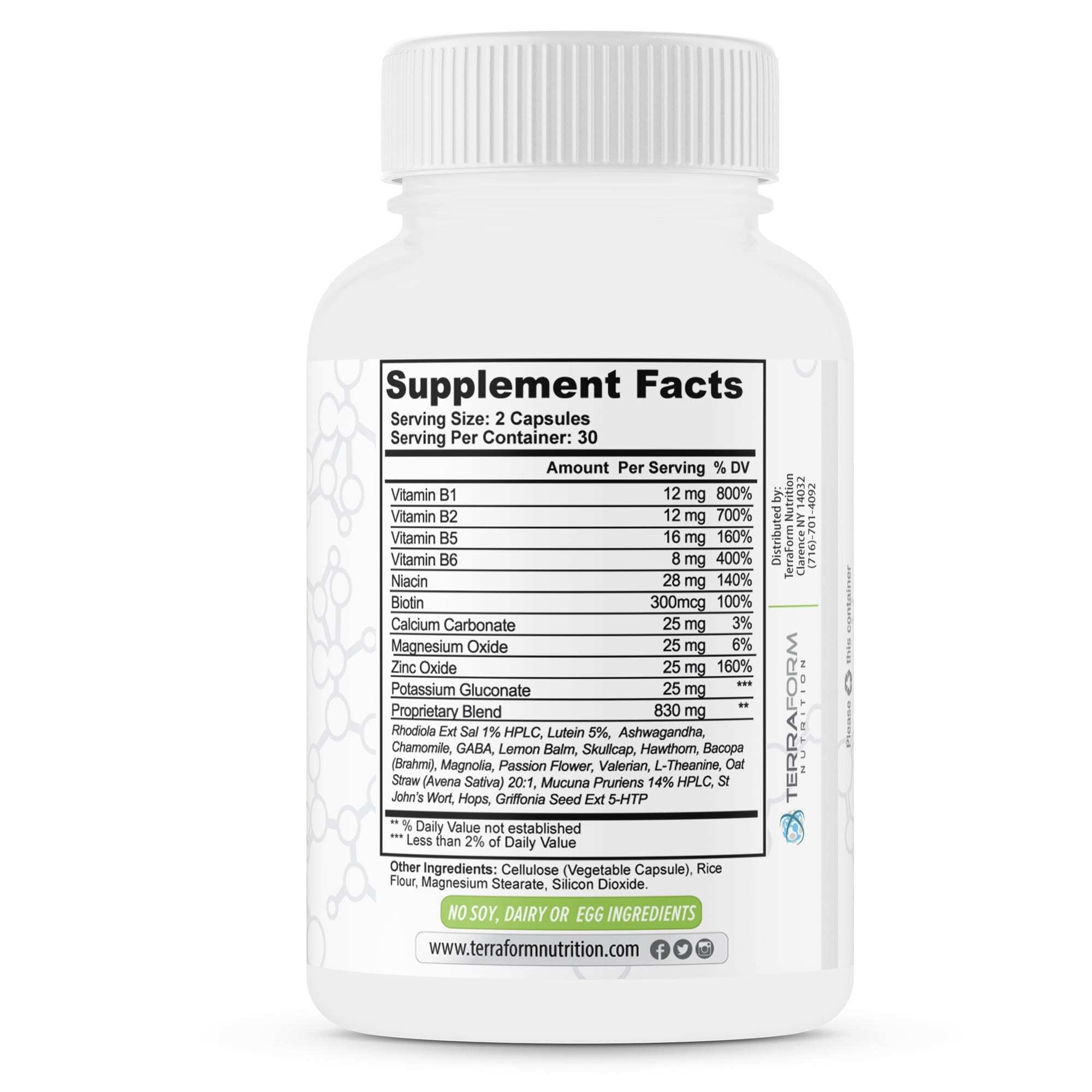 Premium Anxiety and Stress Relief Supplement 60 Capsules TerraForm