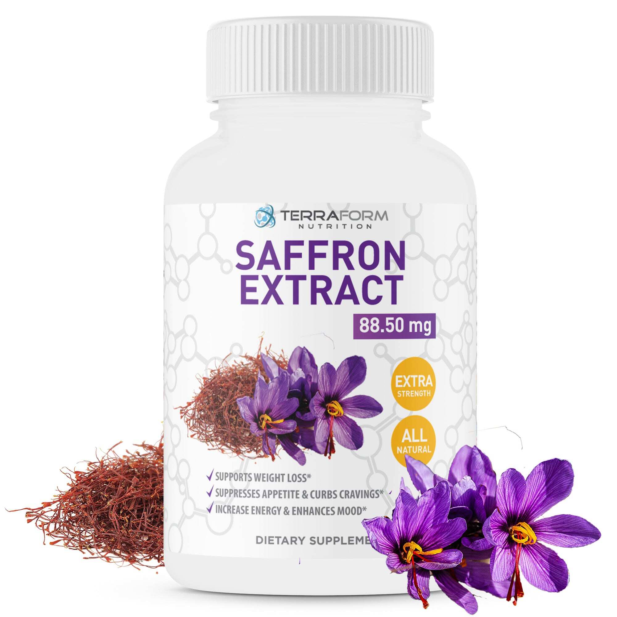 Pure Saffron Extract 88.5mg 60 Capsules TerraForm Nutrition