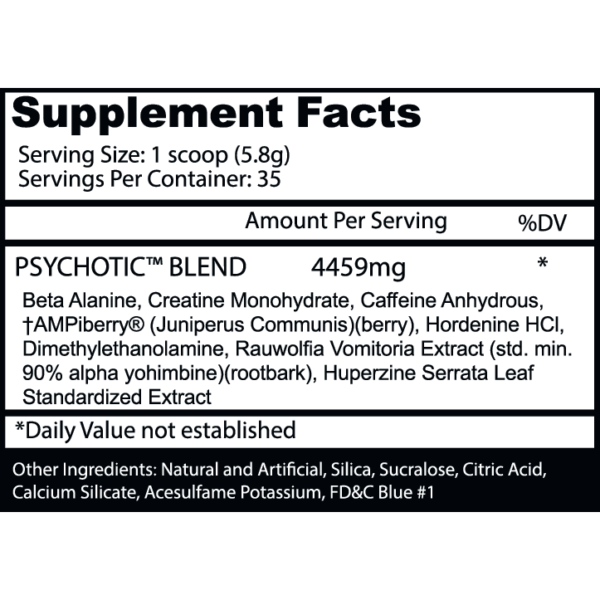Psychotic Pre Workout by Insane Labz All Flavors 35 Servings