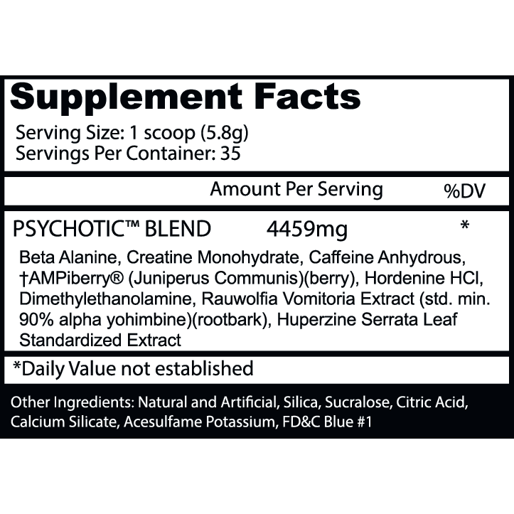 Psychotic Pre Workout by Insane Labz All Flavors 35 Servings