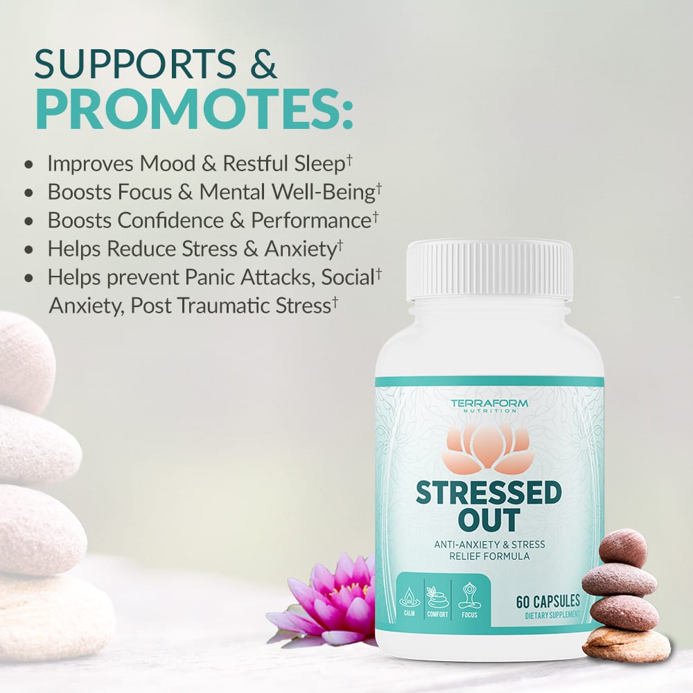 Stressed Out – Natural Stress & Anxiety Relief Aid – 60 Capsules – 1