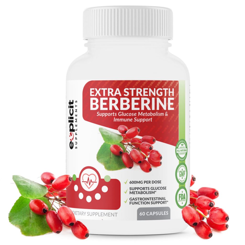 Natural Berberine HCl 1200mg Max Strength Daily 1 Month Supply