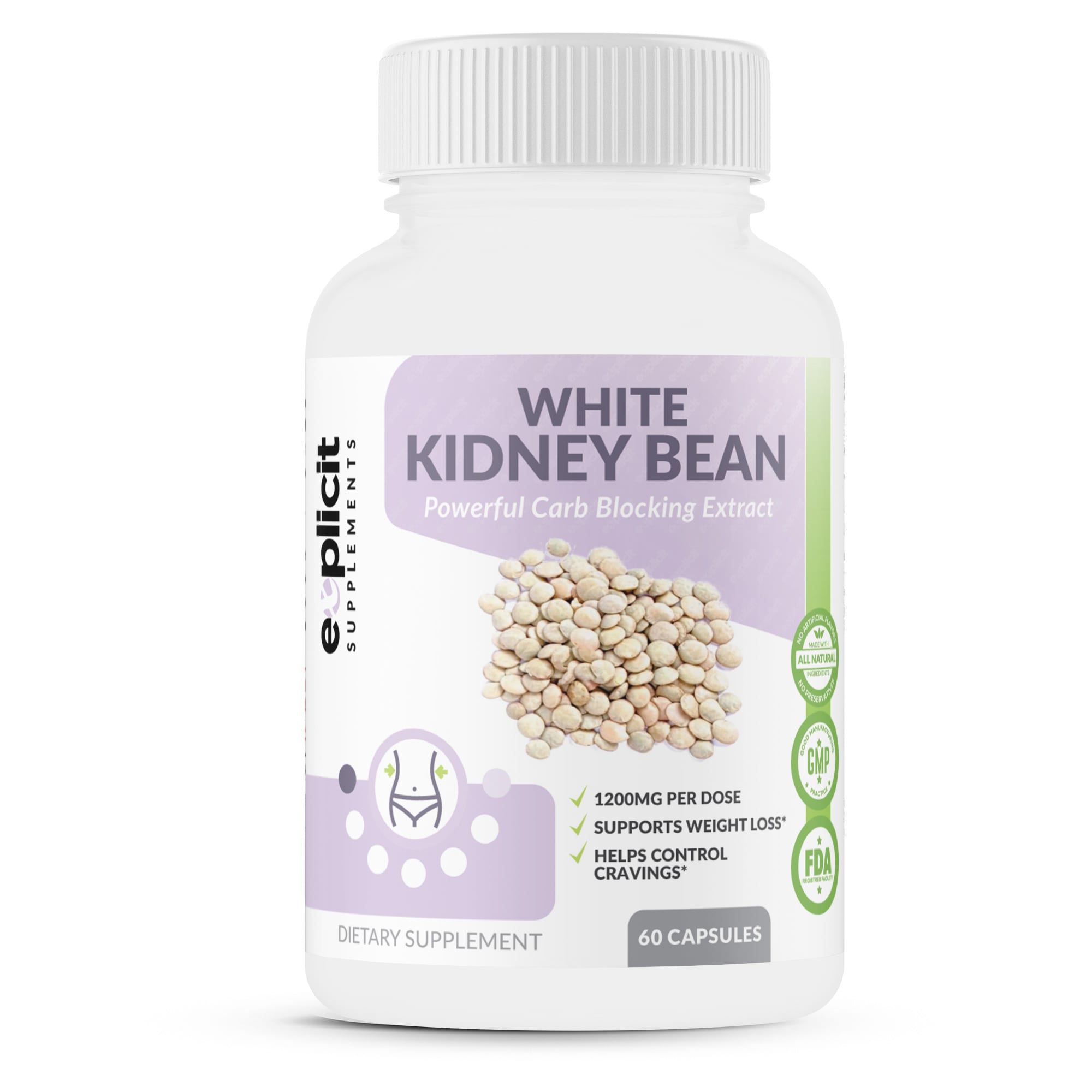 All Natural White Kidney Bean Extract 60 Capsules