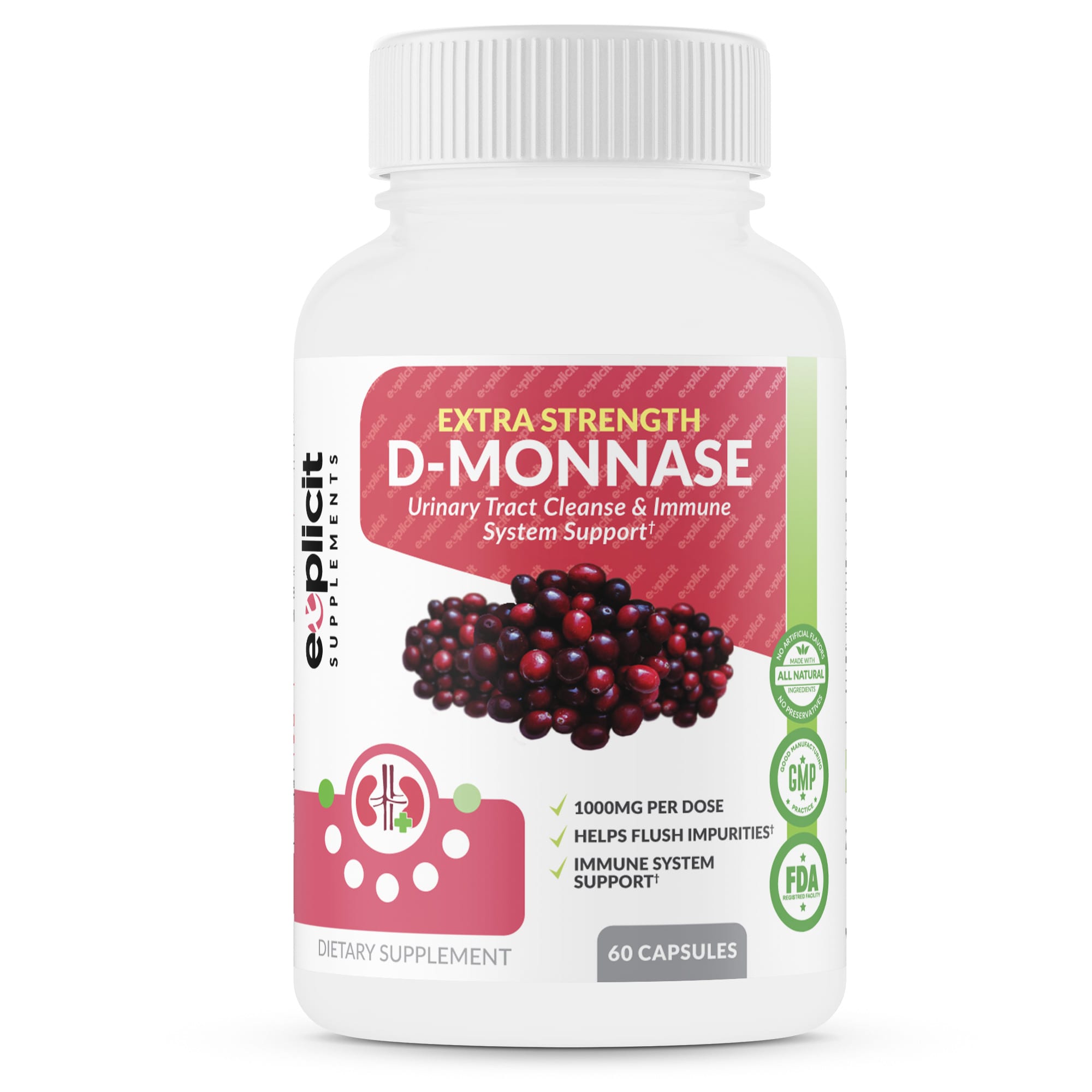 DMannose Capsules Urinary Tract Cleanse & UTI Support 60 Capsules