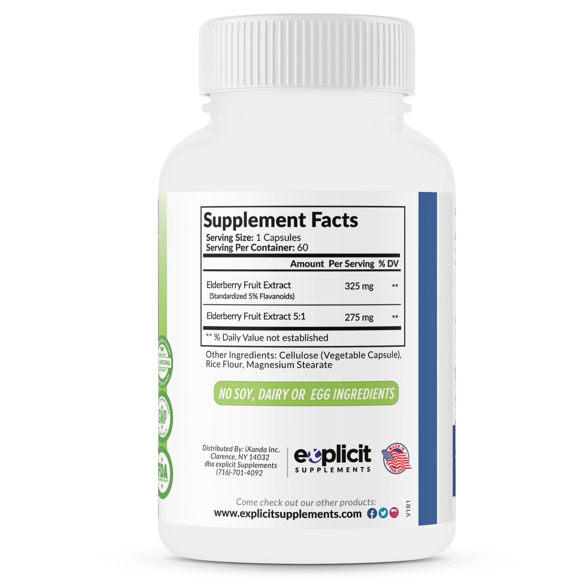 Natural Elderberry Supplement 600mg 60 Capsules