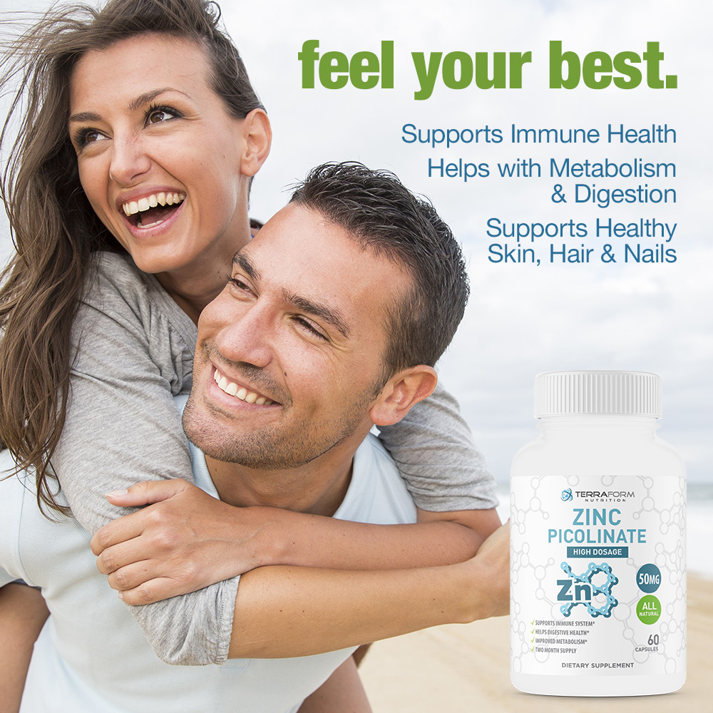 High Dosage Zinc Capsules, 50mg 60 Count Terraform Nutrition