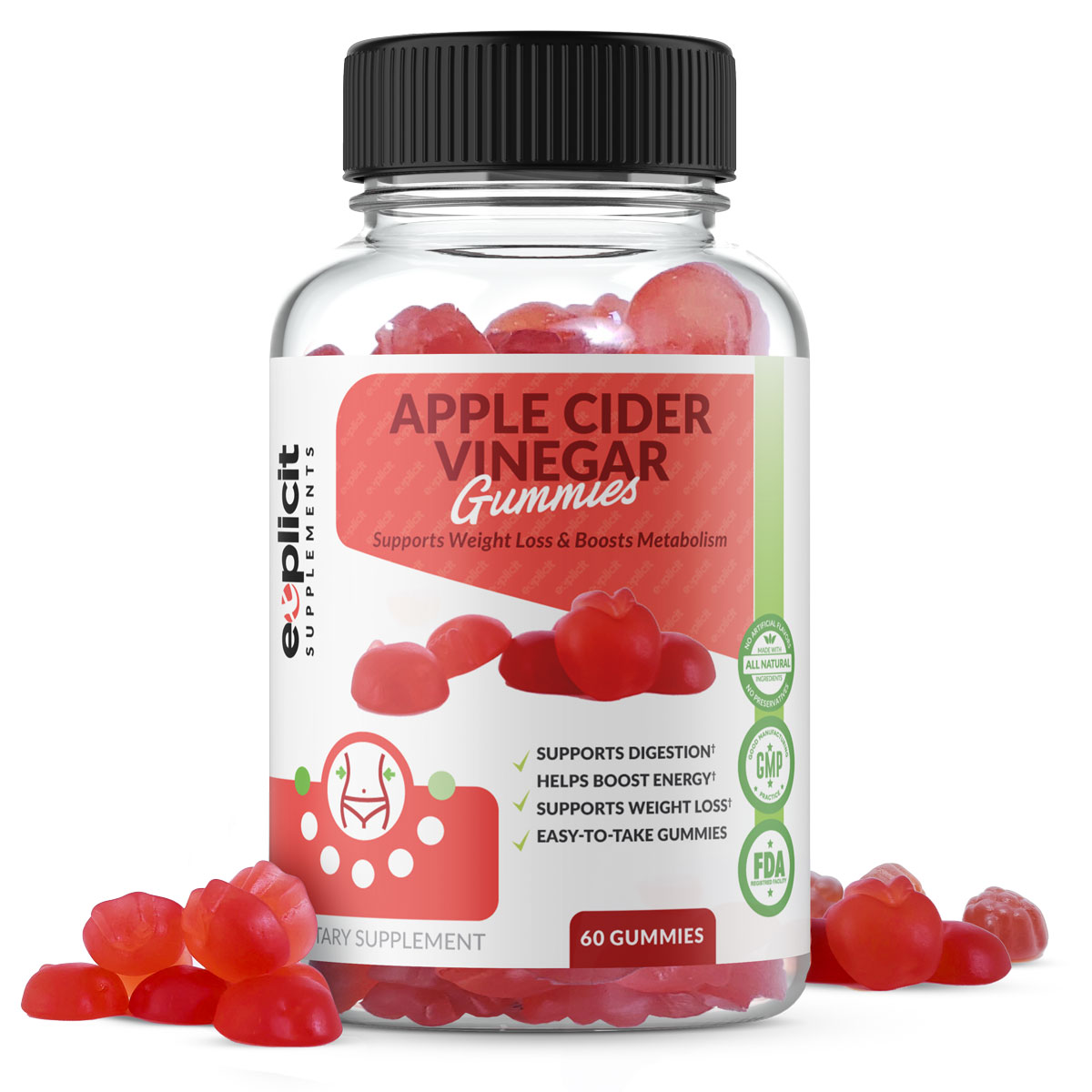 Pure Apple Cider Vinegar Gummies 1 Month Supply