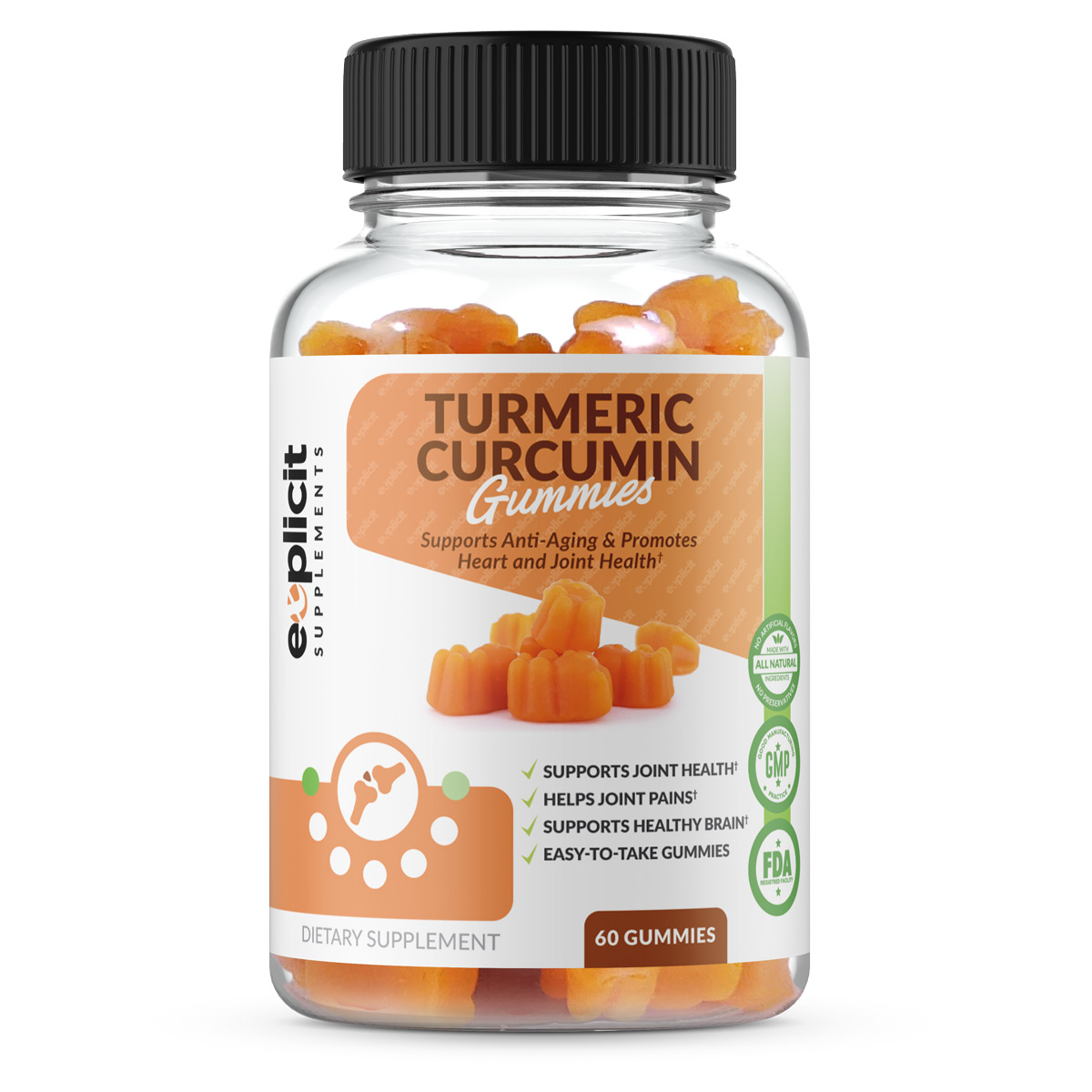 Turmeric Curcumin Gummies with Black Pepper 1 Month Supply