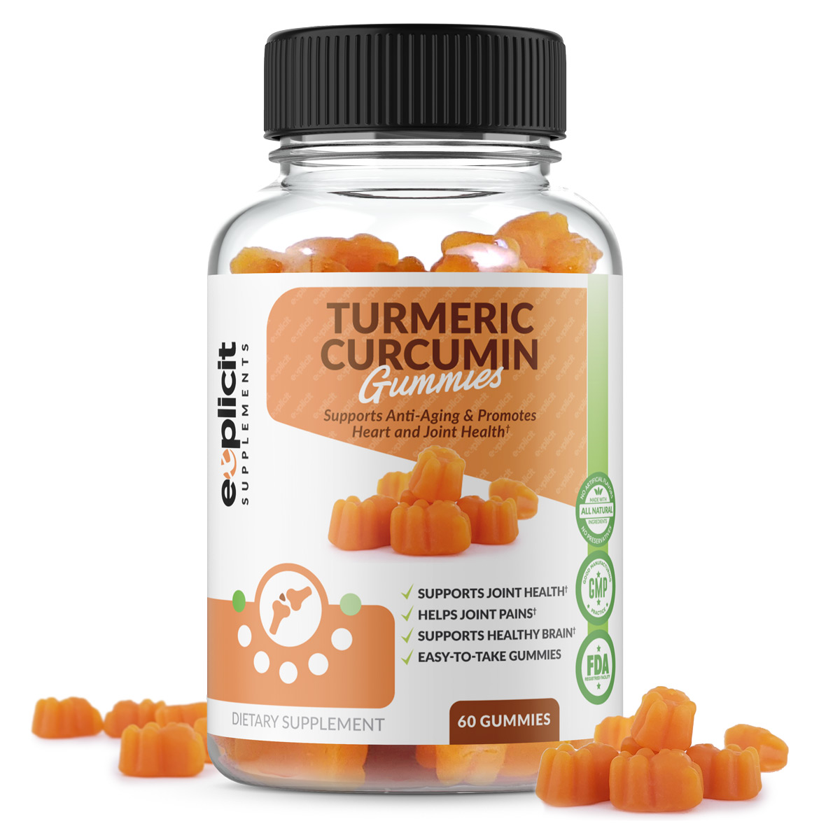 Turmeric Curcumin Gummies with Black Pepper 1 Month Supply