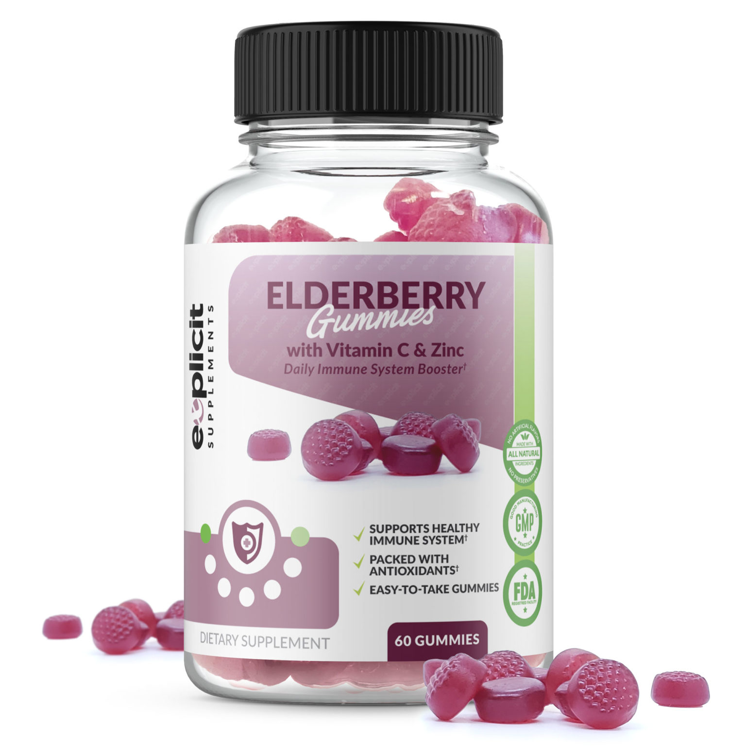 All Natural Elderberry Gummies with Vitamin C & Zinc Extra Strength