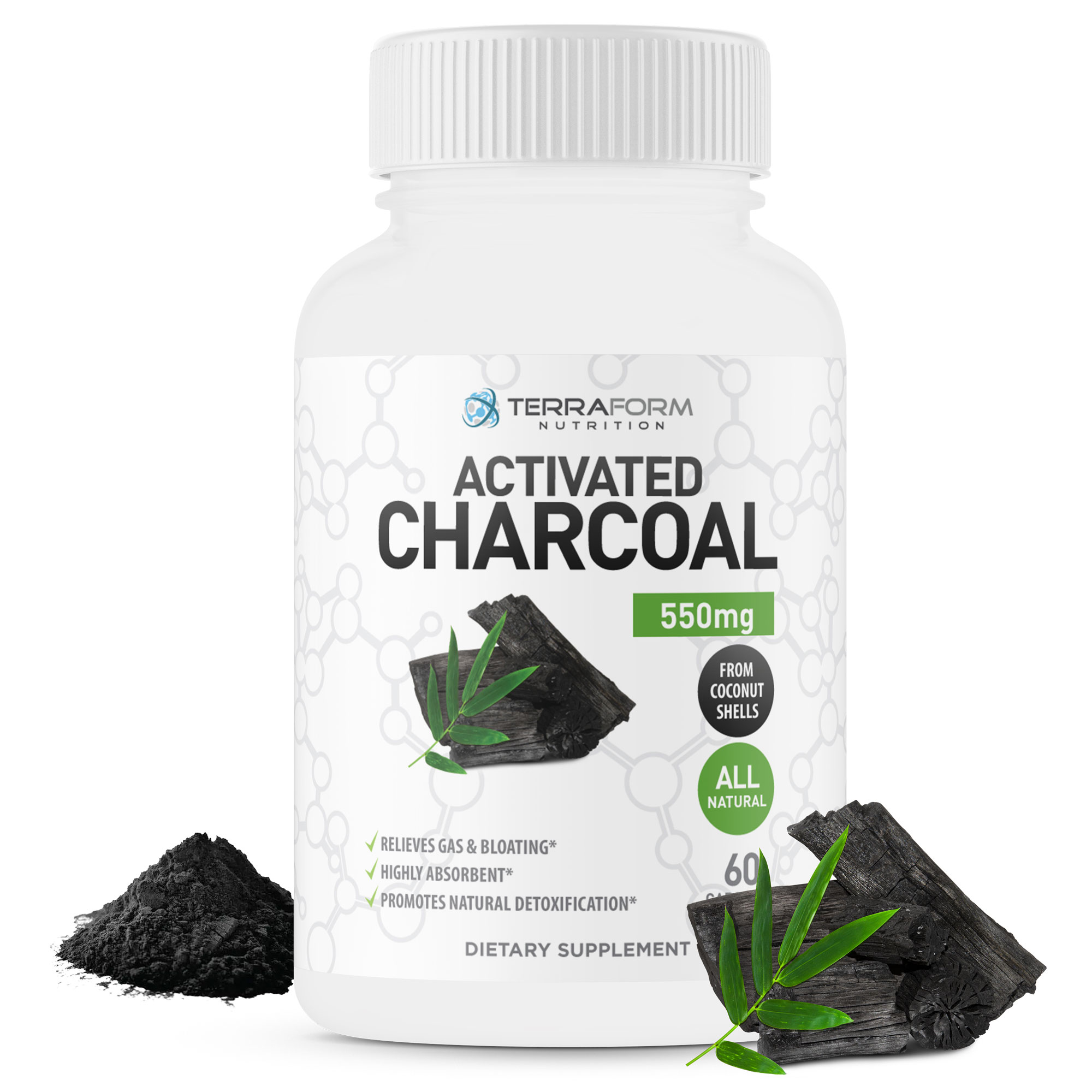 Terraform Nutrition Activated Charcoal Great for Detox, Gas Relief