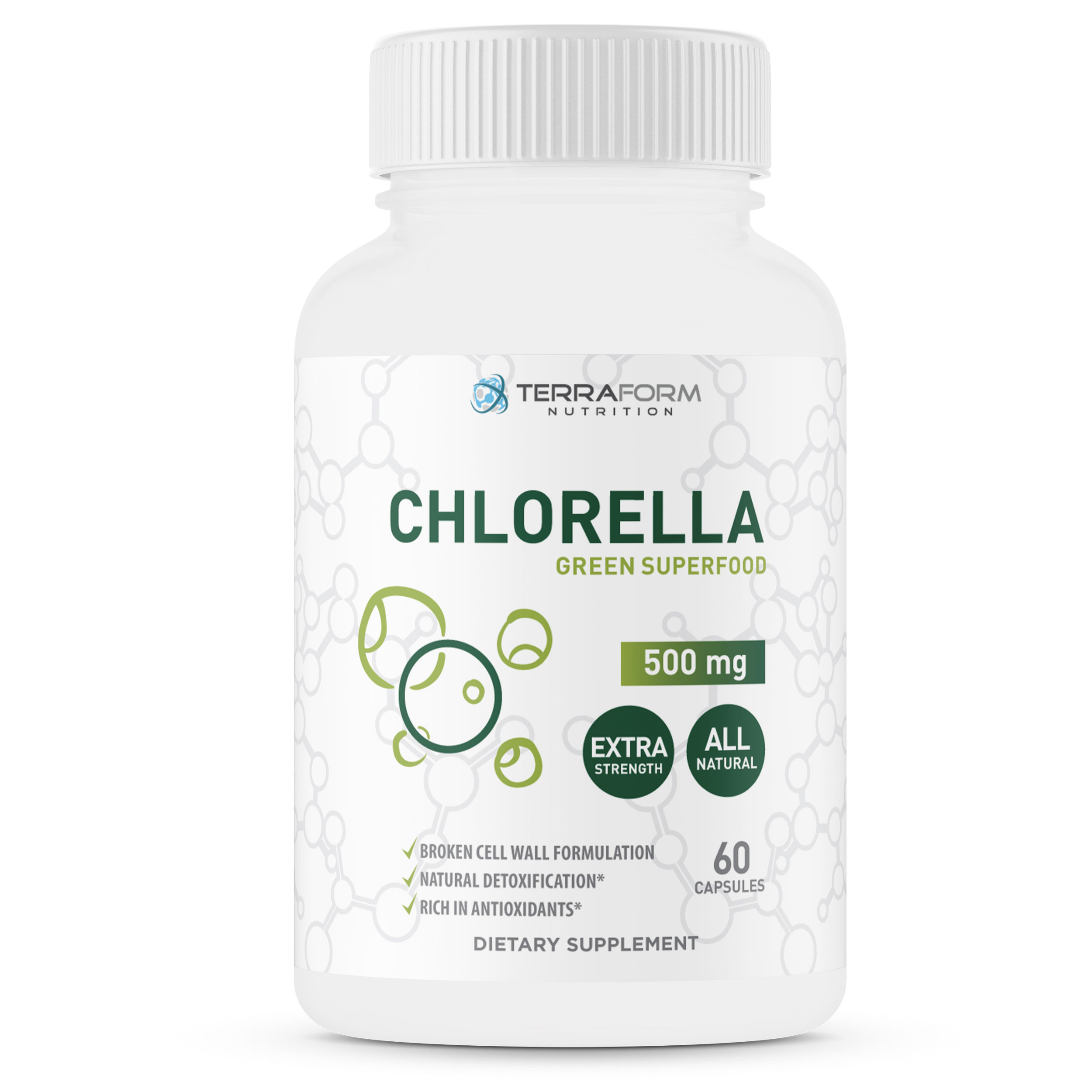 Pure Chlorella Supplement Green Superfood 1000mg Daily, High Potency