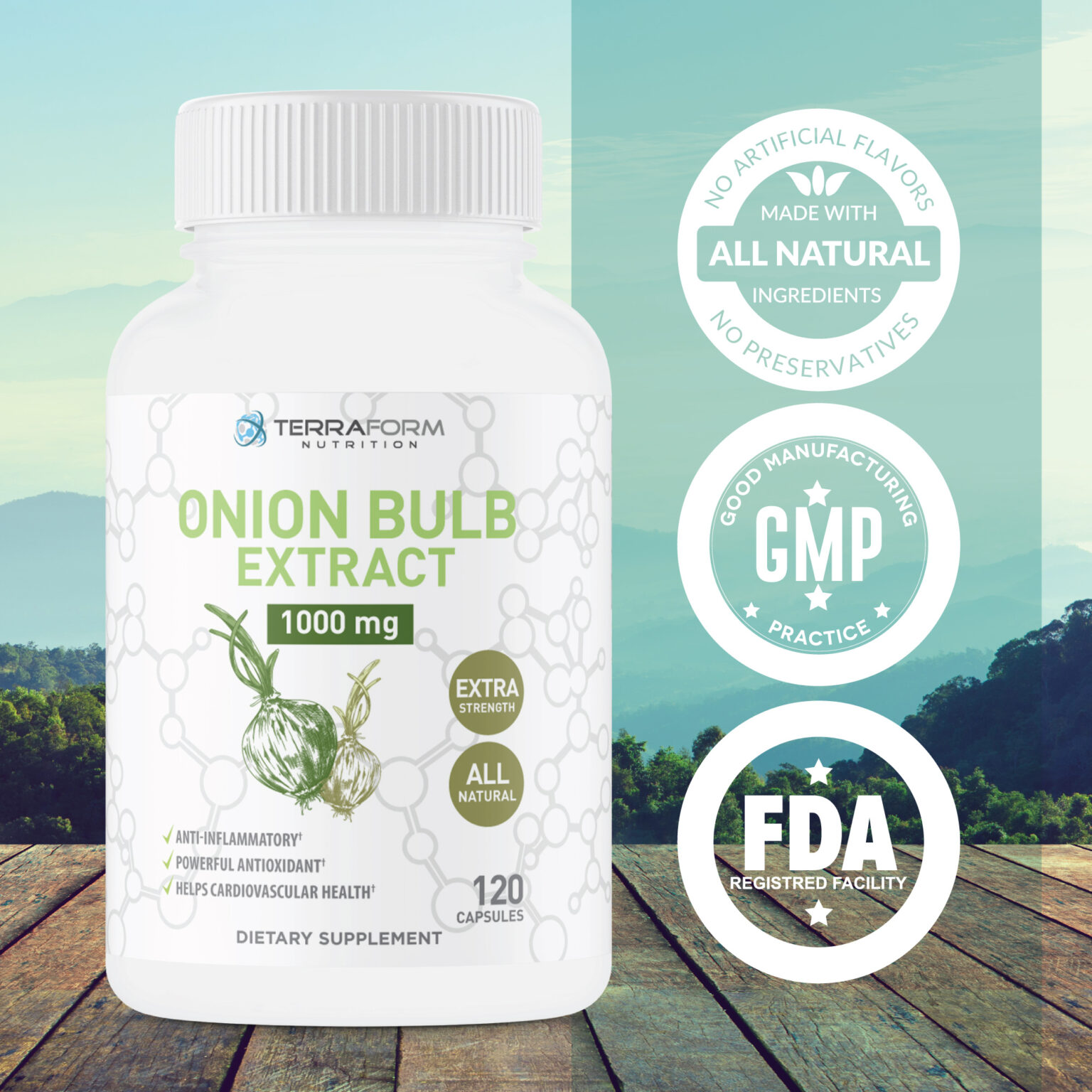 All Natural Onion Powder Supplement 1000mg Dried Onion Bulb (Allium