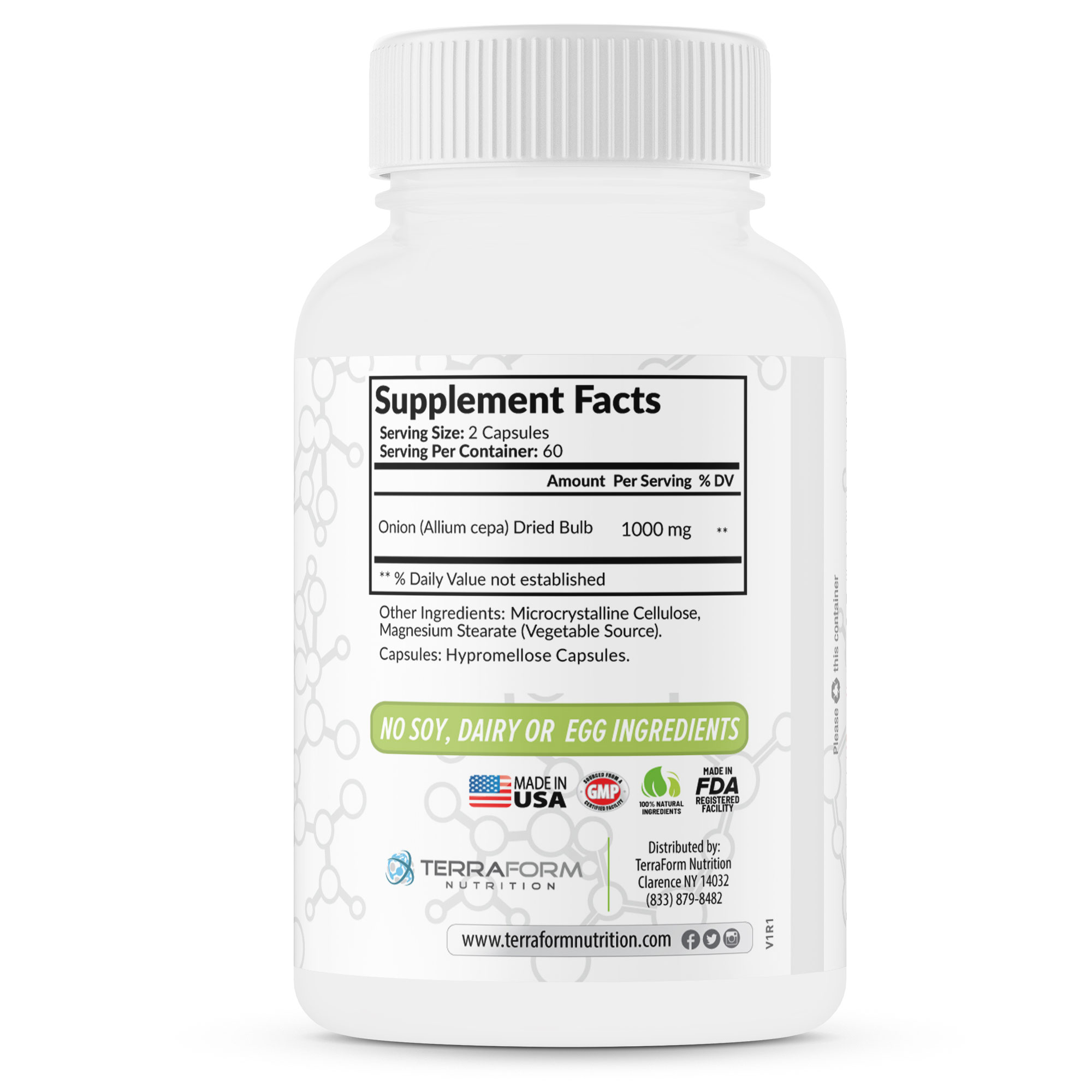 All Natural Onion Powder Supplement 1000mg Dried Onion Bulb (Allium Cepa) Herbal Supplement