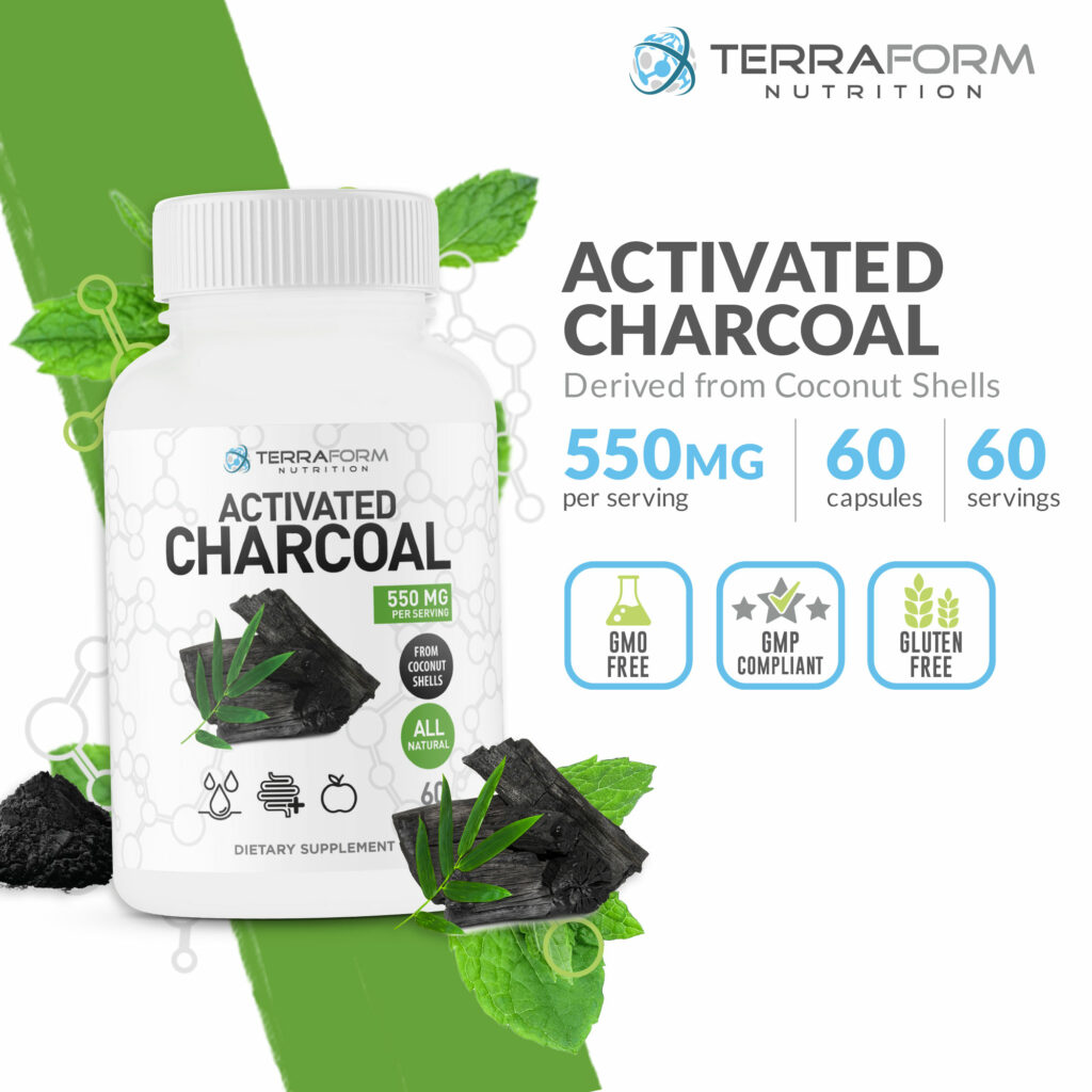 Terraform Nutrition Activated Charcoal Great for Detox, Gas Relief, Heartburn & Bloating 60